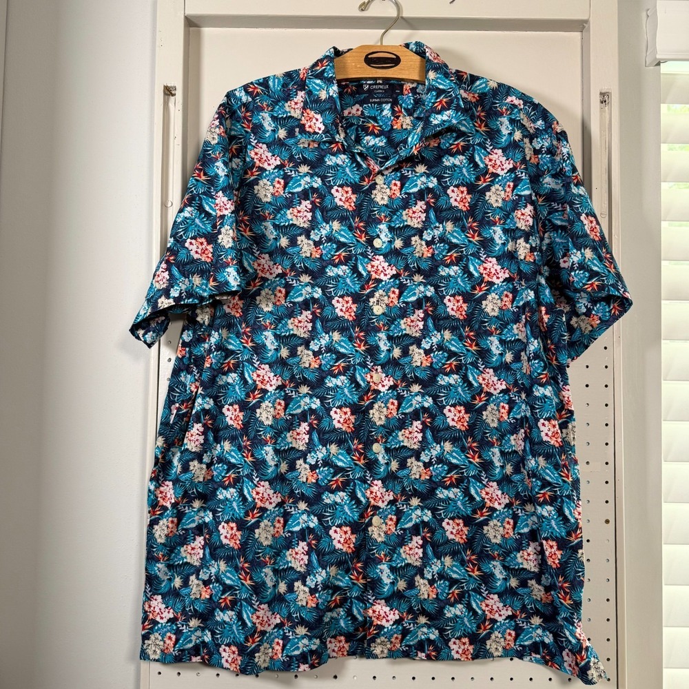 Cremieux Classics Supima Cotton Hawaiian Shirt Men's Short Sleeve Tropical - XL
